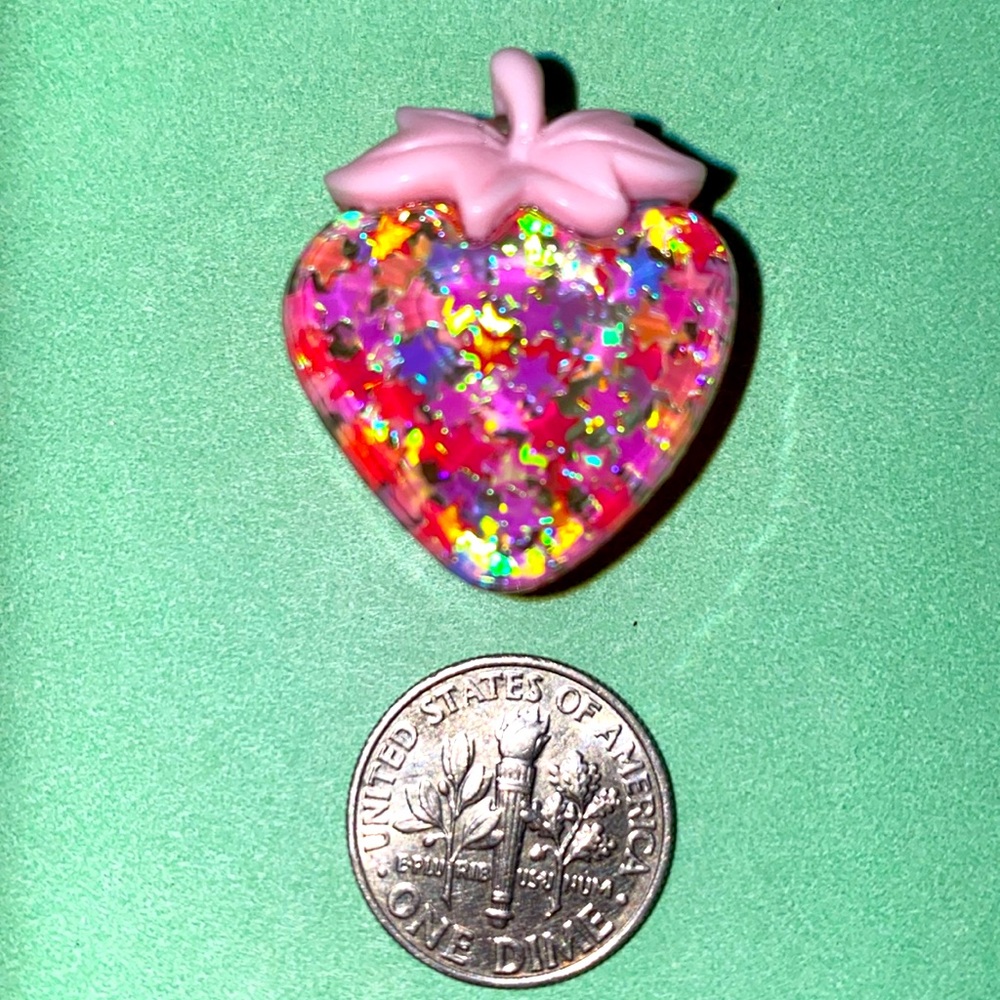 (10 for $15) Multicolor Sparkly Strawberry Acrylic Croc Shoe Charms